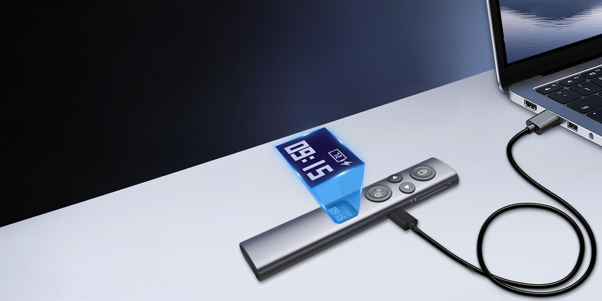 width=100% Pilot z wskaźnikiem laserowym do prezentacji multimedialnych Norwii N95s BLE